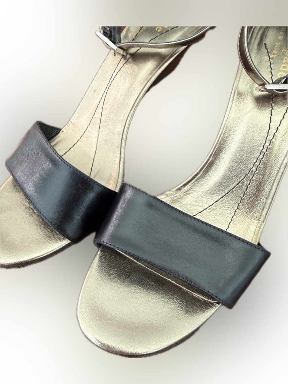 kate spade Black and Silver Ankle-Strap Open-Toe Heels - Picture 3 of 7